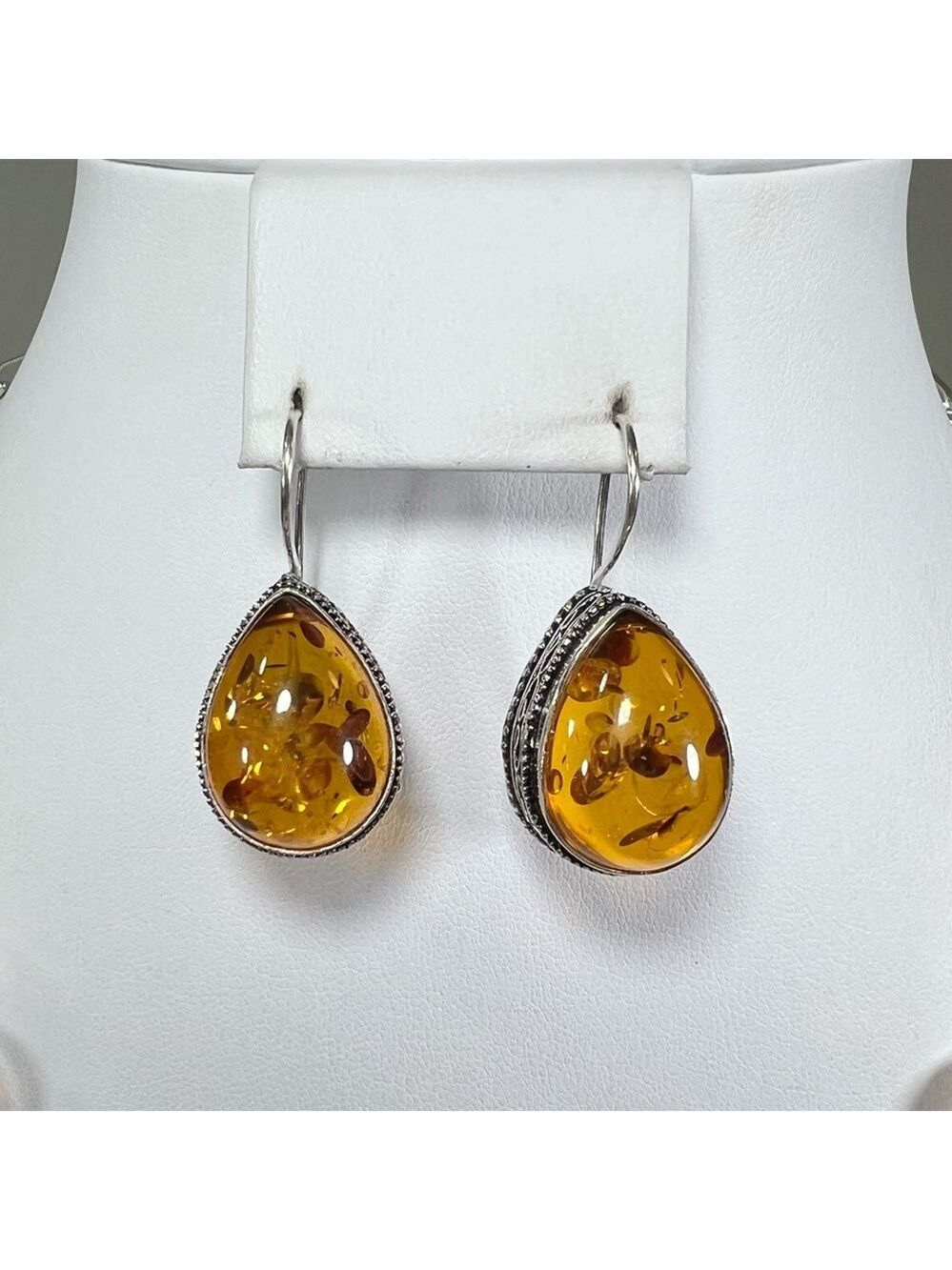 Amber & Citrine 925 Large synthetic stones Necklace Bracelet & ONE Earring ONLY - Picture 10 of 17